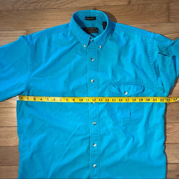 Mens Vintage Eddie Bauer Rufton Twill button down shirt in green teal size M - Picture 6 of 11